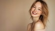 © Yaren Aysan - Beautiful natural woman with cute smiling, beauty care banner