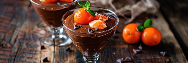 Sticker - Indulgent chocolate mousse served with zesty tangerines in stylish glassware