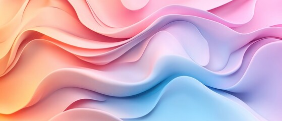 Poster - Abstract 3D Wavy Gradient Background with Soft Pastel Colors