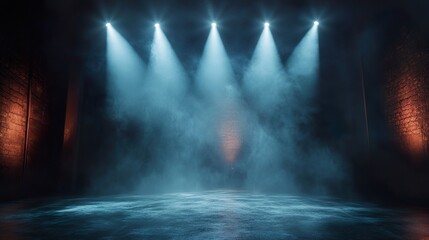 Deserted stage with dramatic lighting and empty seats wallpaper