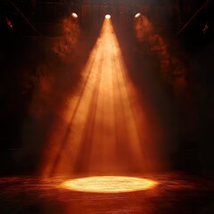 Wall Mural - Empty stage lit by a bright spotlight in a dark abandoned auditorium wallpaper