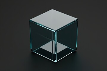 Abstract 3D Render of a Glass Cube on a Black Background