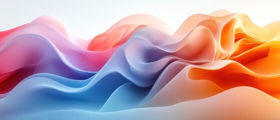 Poster - Abstract Waves of Colorful, Glossy Fabric