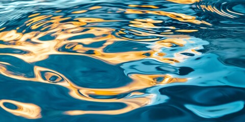 Abstract blue and gold water ripples.