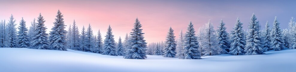 An image of a beautiful winter woodland banner created from snow-covered trees. Seasonal concept.