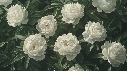 White blooms with a contemporary floral background. A beautiful illustration of natural roses.