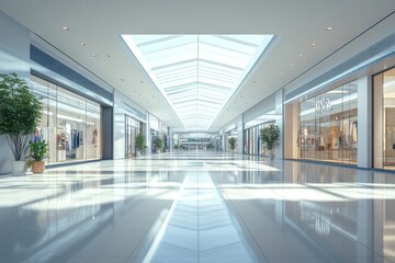 Wall Mural - A large, empty shopping mall with a lot of windows