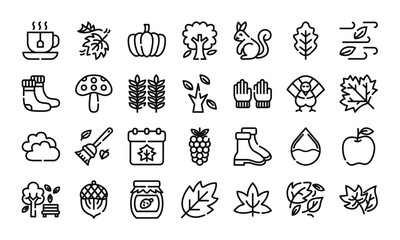 Wall Mural - autumn outline icon set.vector illustration