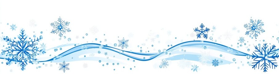  Vector Border of Light Blue Snowflakes on a White Background, Perfect for Winter-Themed Designs