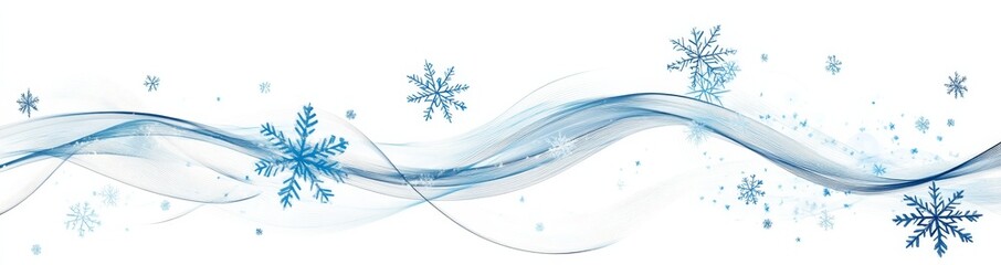  Vector Border of Light Blue Snowflakes on a White Background, Perfect for Winter-Themed Designs