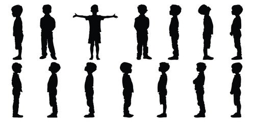 Kid silhouettes set, child pack of vector silhouette design, isolated background