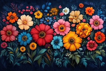 Canvas Print - Vibrant Floral Tapestry