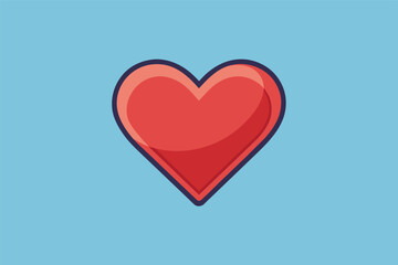 Poster - A simple red heart symbol against a light blue background, conveying love and affection in a minimalistic and modern design