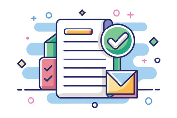 Fototapete - A checklist with completed tasks and colorful stationary items on a desk representing organization and productivity during a study session