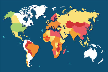 Leinwandbilder - A colorful world map featuring various cultural icons and ornaments highlighting global diversity and international connections