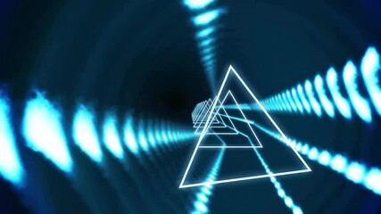 Wall Mural - animation of neon tunnel on black background