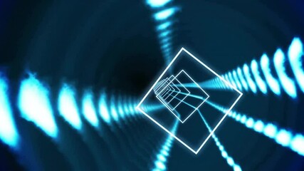 Wall Mural - animation of neon tunnel on black background