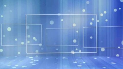 Wall Mural - animation of rectangles over light spots on blue background