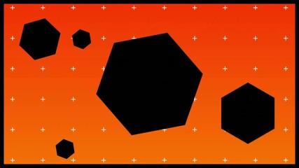 Wall Mural - animation of black shapes on orange background