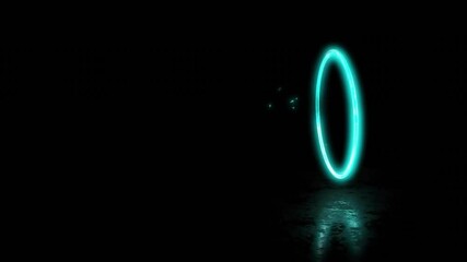 Wall Mural - animation of neon circles on black background