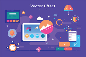 Aufkleber - Abstract digital design showcasing data visualization elements and creative concepts in a vibrant color scheme with geometric shapes and graphics representing technology and innovation
