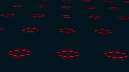 Wall Mural - animation of red shapes on black background