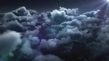 Wall Mural - animation of light spots over clouds on sky