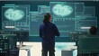 © DC Studio - Governmental hackers at work planning advanced cyber attacks on servers infrastructure to gather intelligence, high tech spyware concept. Specialists hacking accounts for cyberwarfare. Camera B.