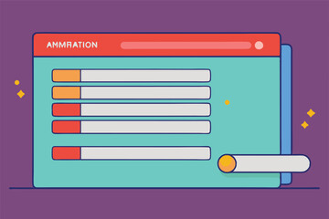 Poster - A colorful interface displaying a progress bar on a smooth purple background with emphasis on slider functionality and data tracking features in a modern design setting
