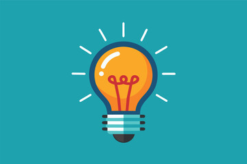 Aufkleber - A brightly lit light bulb with a blue background symbolizes innovation, creativity, and fresh ideas in a minimalist design
