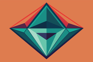 Leinwandbilder - A colorful geometric diamond shape design with sharp angles and vibrant hues set against a warm orange background
