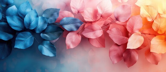 Canvas Print - Vibrant Leaf Arrangement with Blue, Pink, and Orange Tones