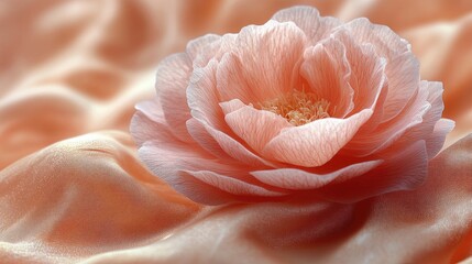 Canvas Print - Delicate Pink Flower on Silk