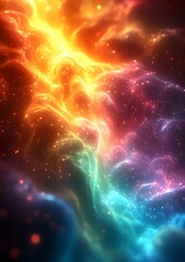 Wall Mural - A colorful space with a rainbow of colors and a lot of stars. The stars are scattered all over the image, and the colors are bright and vibrant. Scene is one of wonder and excitement