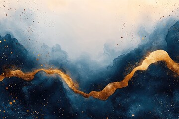 Poster - Abstract Watercolor with Golden Accents