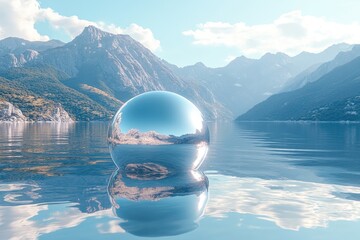 Poster - Reflective Sphere in a Mountain Lake