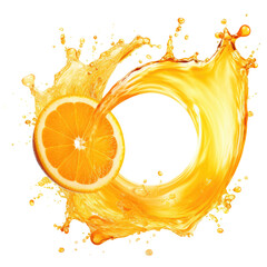 Wall Mural - orange juice splash isolated on transparent white background, clipping path