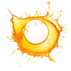 orange juice splash isolated on transparent white background, clipping path