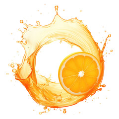 Wall Mural - orange juice splash isolated on transparent white background, clipping path