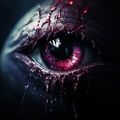 Poster - Surreal close-up of a dark, menacing eye