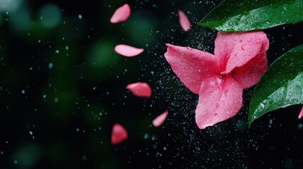 Canvas Print - Vibrant pink flower in the rain