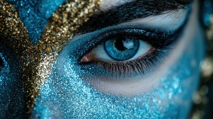 Poster - Sparkling blue eye with glitter makeup