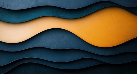 Wall Mural - abstract wavy paper layers in blue and orange