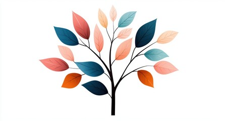 Colorful autumn leaves on a branch
