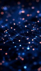 Wall Mural - a mesmerizing abstract representation of interconnected nodes and glowing lights against a deep blue