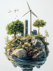 eco-friendly renewable energy wind turbine solar panels green technology sustainability nature earth environment clean energy ecology climate change conservation 