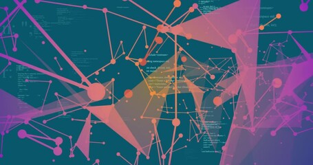 Poster - Animation of data processing and shapes over green background