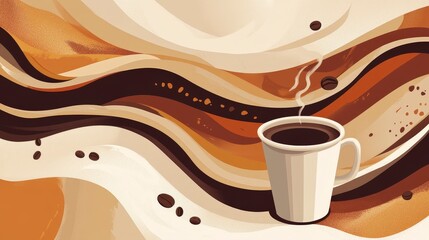 Wall Mural - Cozy Coffee Bliss - Abstract Textured Poster Background in Warm Tones for CafÃ© Promotion