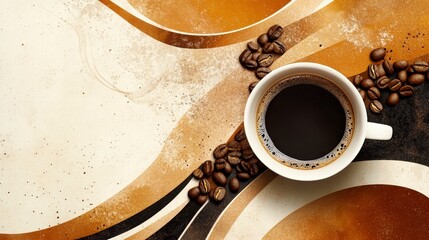 Wall Mural - Rich and Inviting Coffee Poster Background with Abstract Textures in Warm Palette