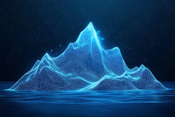 Wall Mural - Wireframe iceberg on blue background
